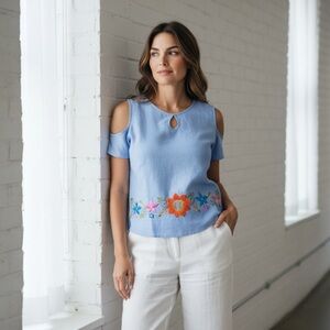 Merida Cold Shoulder Blue Top